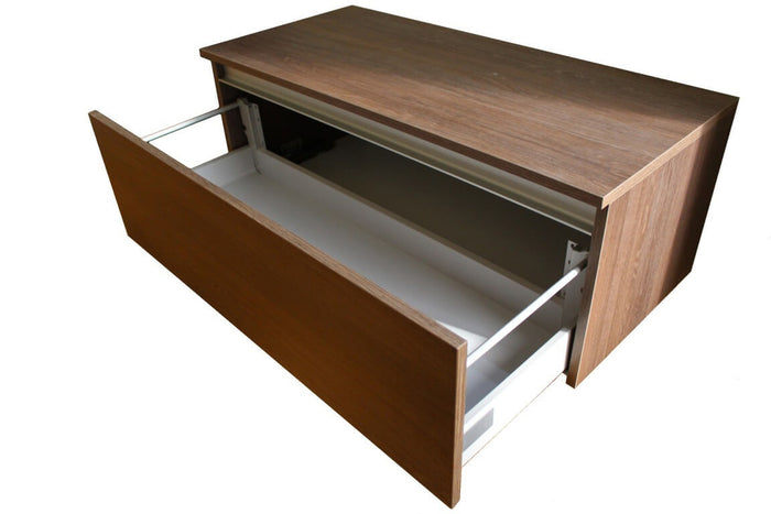Composizione Mobile Bagno 70cm Sospeso 3 Cassetti Specchio E Lampada - Tabacco Scuro