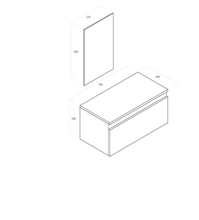 Composizione Mobile Bagno 70cm Sospeso Cassetto Specchio E Lampada - Rovere Miele