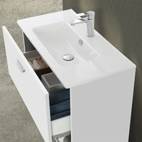 Mobile bagno sospeso 80 bianco con lavabo e specchio LED  Martha