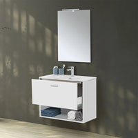 Mobile bagno sospeso 80 bianco con lavabo e specchio LED  Martha