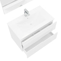 Mobile bagno sospeso 80 bianco lucido con lavabo e specchio LED  Eva