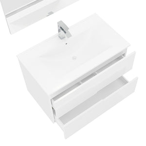 Mobile bagno sospeso 80 bianco lucido con lavabo e specchio LED  Eva