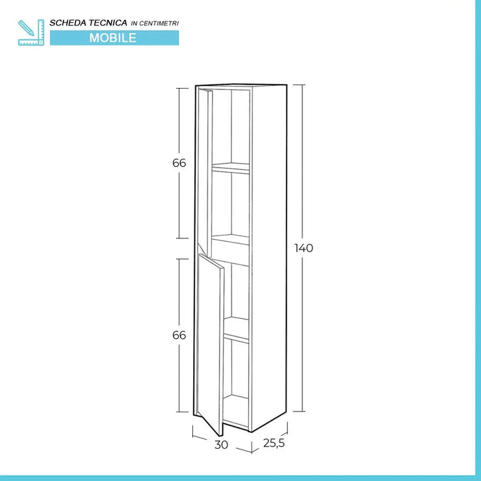 Mobile bagno sospeso 80 cm 2 ante serie Oasi rovere con specchio e pensile