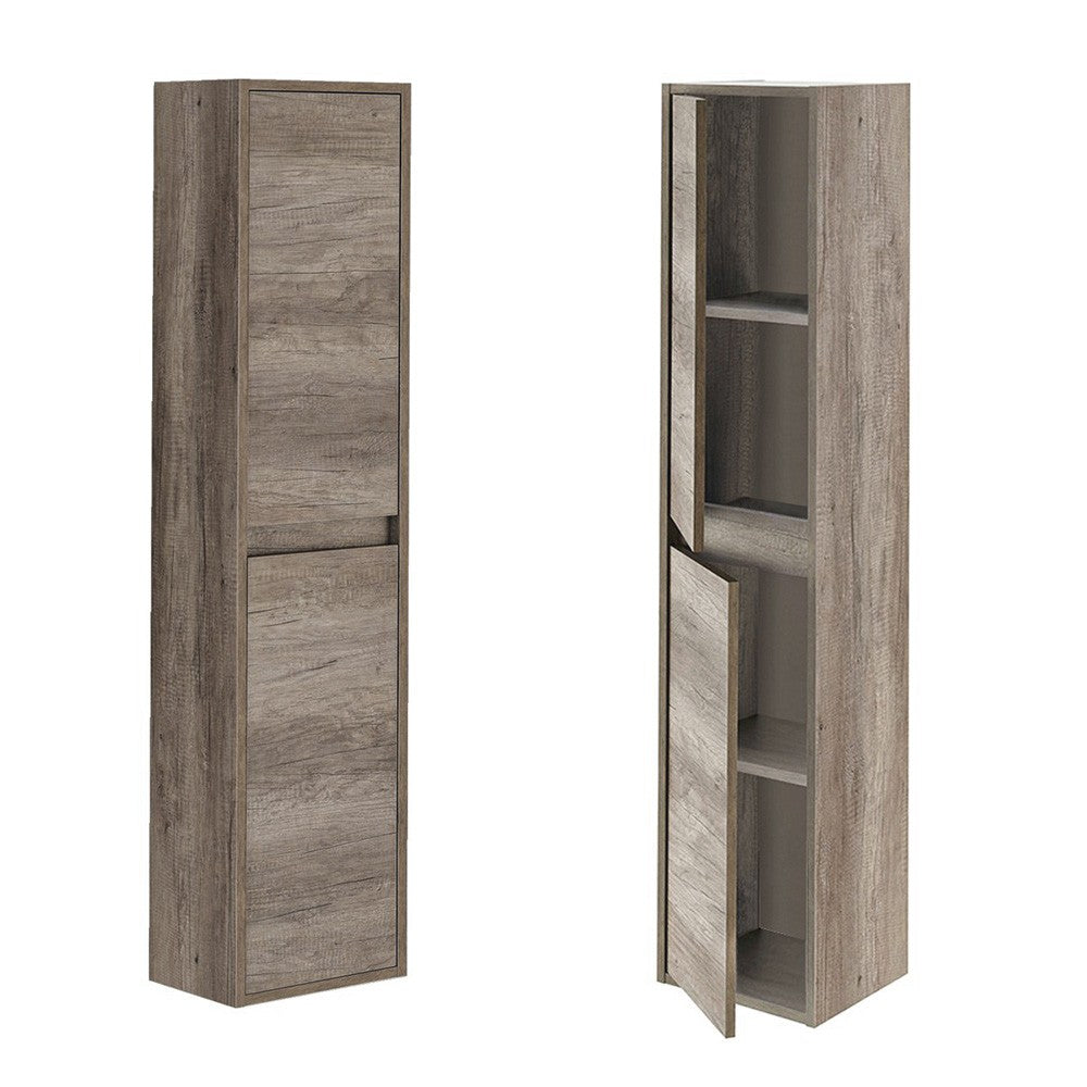 Mobile bagno sospeso 80 cm 2 ante serie Oasi rovere con specchio e pensile