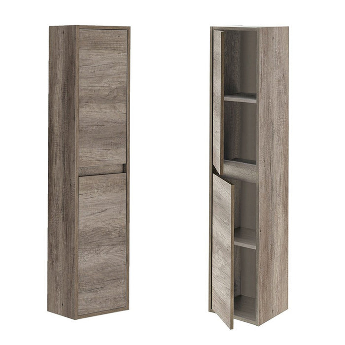 Mobile bagno sospeso 80 cm 2 ante serie Oasi rovere con specchio e pensile