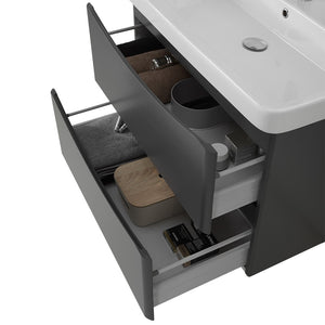 Mobile bagno sospeso 80 cm antracite con specchio a filo Zen