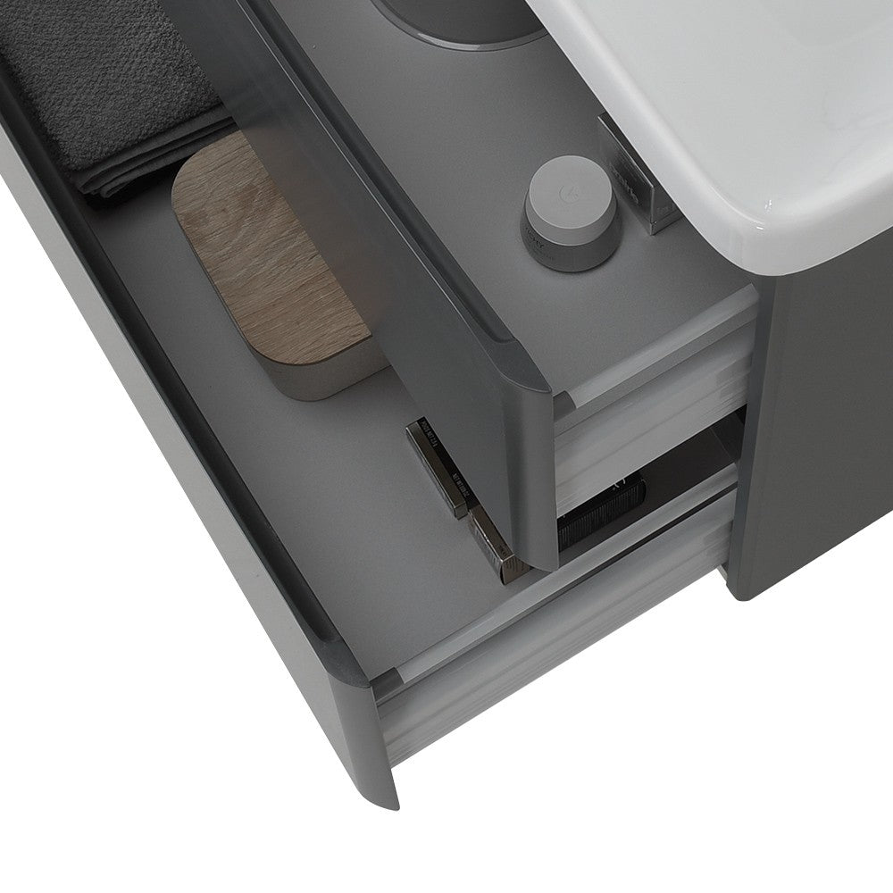 Mobile bagno sospeso 80 cm antracite con specchio a filo Zen