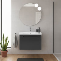 Mobile bagno sospeso 80 cm antracite lucido con specchio 70x90 Stillo