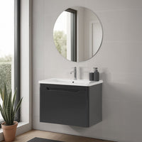Mobile bagno sospeso 80 cm antracite lucido con specchio 70x90 Stillo