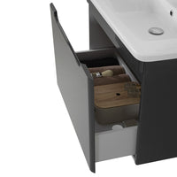 Mobile bagno sospeso 80 cm antracite lucido con specchio 70x90 Stillo