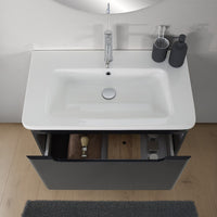 Mobile bagno sospeso 80 cm antracite lucido con specchio 70x90 Stillo