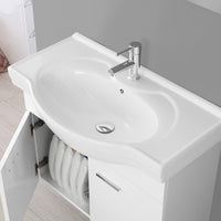 Mobile bagno sospeso 80 cm bianco completo di lavabo e specchio Desya