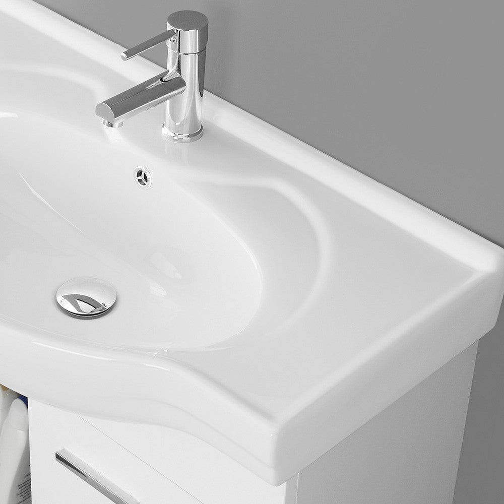Mobile bagno sospeso 80 cm bianco completo di lavabo e specchio Desya