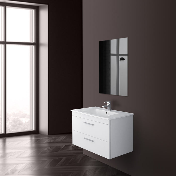 Mobile bagno sospeso 80 cm bianco con 2 cassettoni soft-close Desya