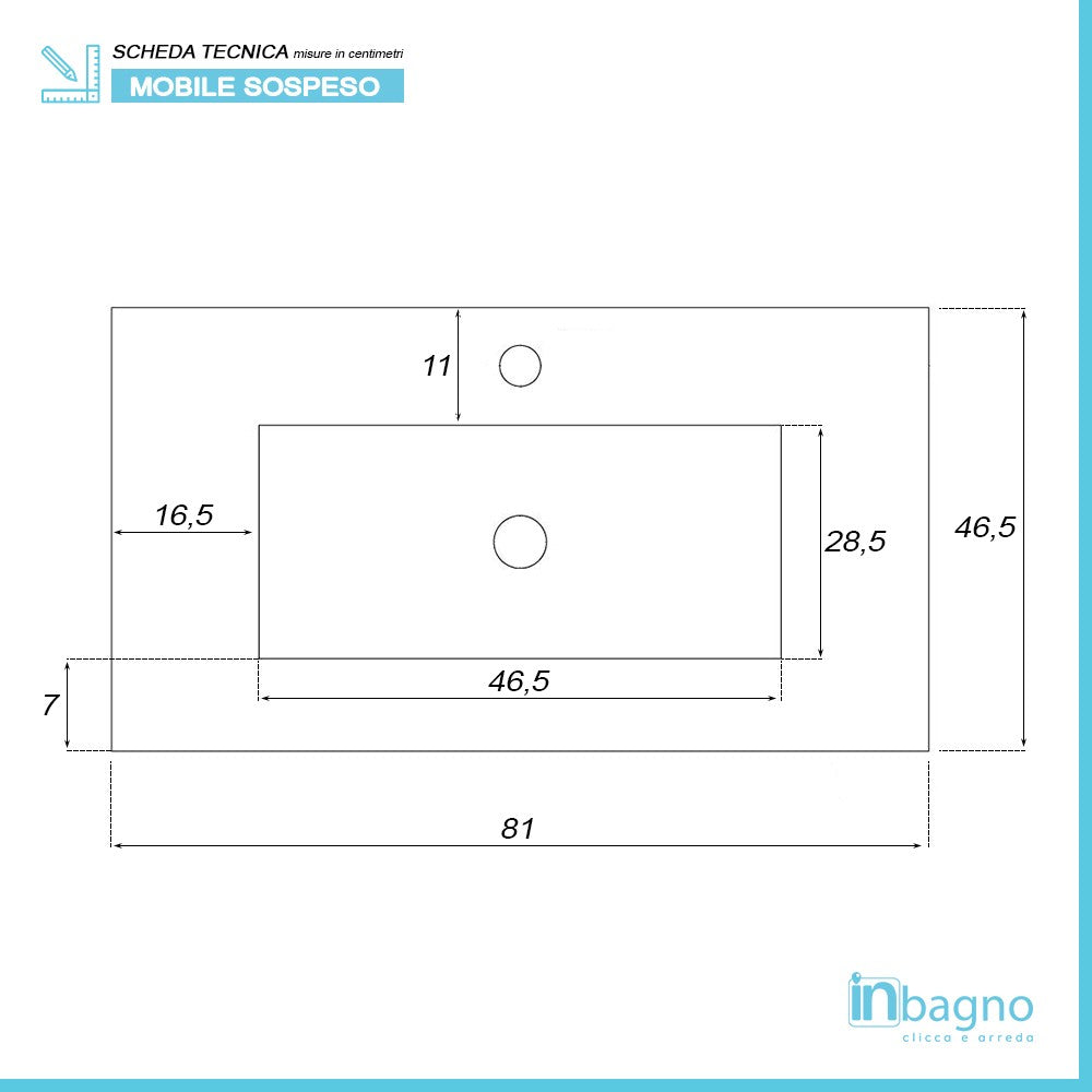 Mobile bagno sospeso 80 cm bianco con 2 cassettoni soft-close Desya