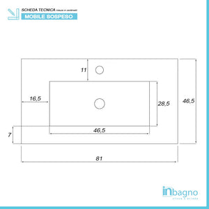 Mobile bagno sospeso 80 cm bianco con 2 cassettoni soft-close Desya