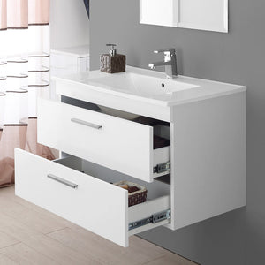 Mobile bagno sospeso 80 cm bianco con 2 cassettoni soft-close Desya
