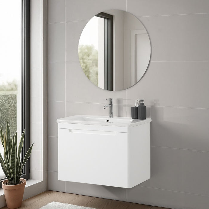 Mobile bagno sospeso 80 cm bianco lucido con specchio 70x90 Stillo