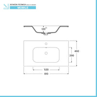 Mobile bagno sospeso 80 cm blu effetto legno con armadietto a specchio Sofia