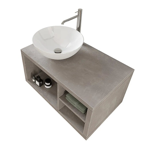 Mobile bagno sospeso 80 cm grigio cemento Master lavabo 40 e specchio