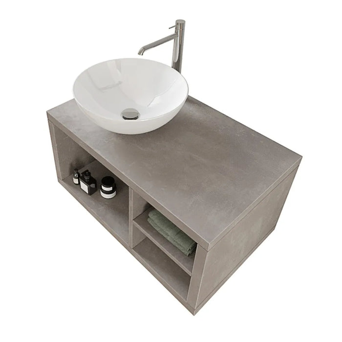 Mobile bagno sospeso 80 cm grigio cemento Master lavabo 40 e specchio