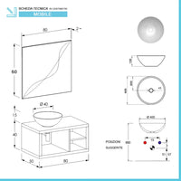 Mobile bagno sospeso 80 cm grigio cemento Master lavabo 40 e specchio
