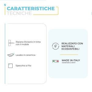 Mobile bagno sospeso 80 cm grigio cemento Master lavabo 40 e specchio