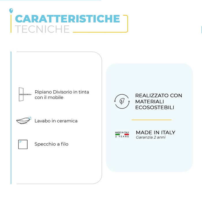 Mobile bagno sospeso 80 cm grigio cemento Master lavabo 40 e specchio