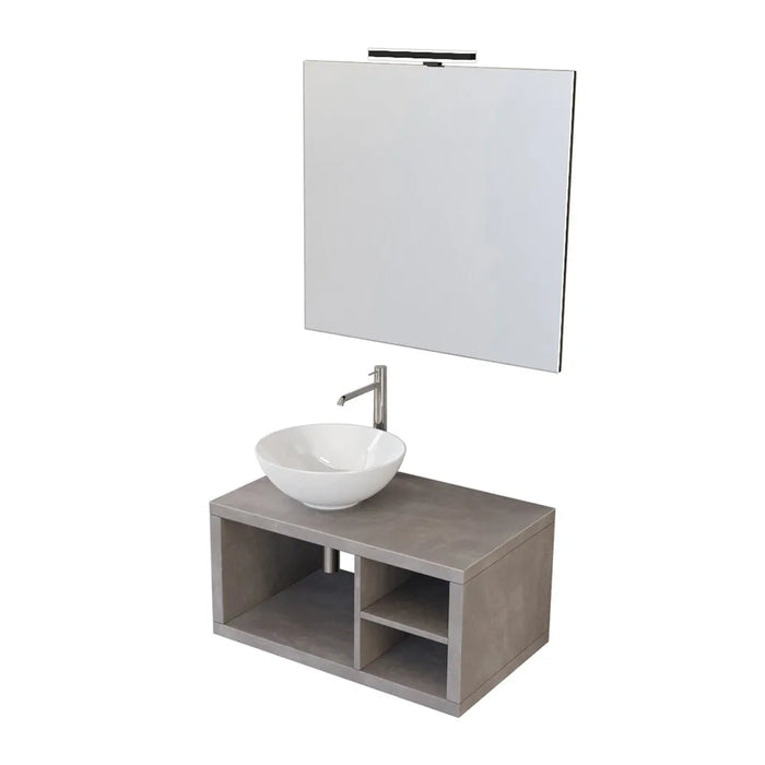 Mobile bagno sospeso 80 cm grigio cemento Master lavabo 40 e specchio