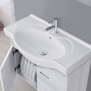 Mobile bagno sospeso 80 cm grigio completo di lavabo e specchio Desya