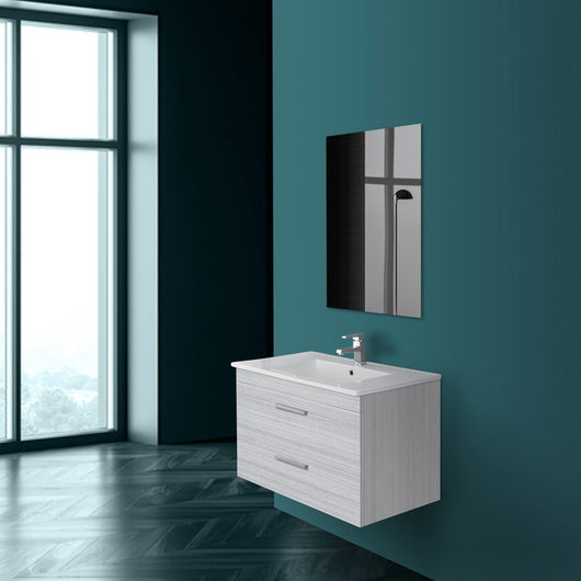 Mobile bagno sospeso 80 cm grigio con 2 cassettoni soft-close Desya