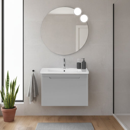 Mobile bagno sospeso 80 cm grigio lucido con specchio 70x90 Stillo