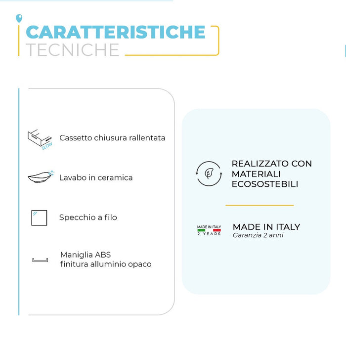 Mobile bagno sospeso 80 cm grigio nuvola Master lavabo 40 e specchio 80