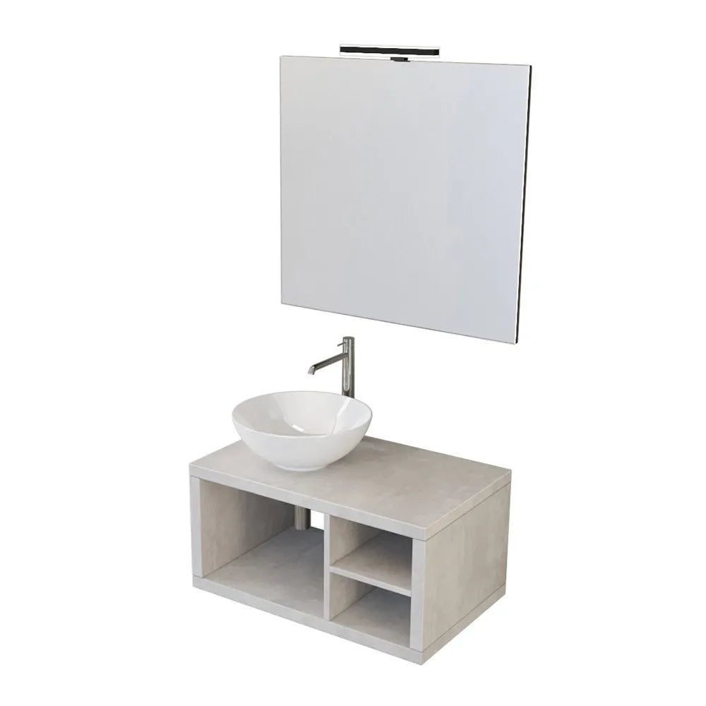 Mobile bagno sospeso 80 cm grigio nuvola Master lavabo 40 e specchio
