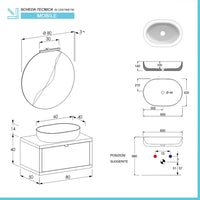 Mobile bagno sospeso 80 cm Master rovere miele con lavabo appoggio e specchio