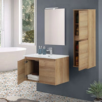 Mobile bagno sospeso 80 cm rovere africa con 2 ante soft-close Kleo