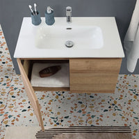 Mobile bagno sospeso 80 cm rovere africa con 2 ante soft-close Kleo