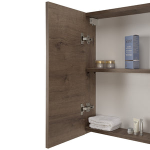 Mobile bagno sospeso 80 cm rovere scuro con specchio contenitore  Mona
