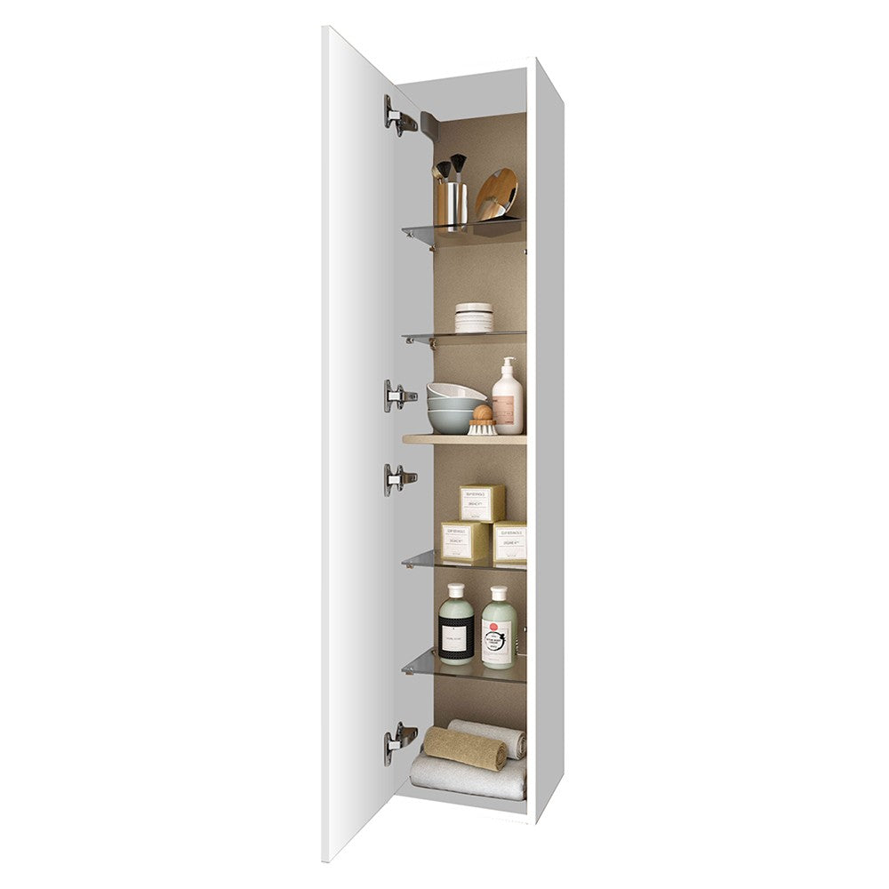 Mobile bagno sospeso 80 cm serie Nilo bianco lucido con colonna sospesa