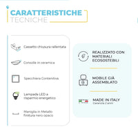 Mobile bagno sospeso 80 cm Smart olmo/lava con specchio contenitore