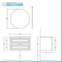 Mobile bagno sospeso 80 cm tortora opaco con lavabo e specchio Matisse