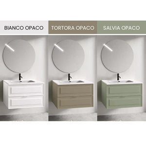 Mobile bagno sospeso 80 cm tortora opaco con lavabo e specchio Matisse