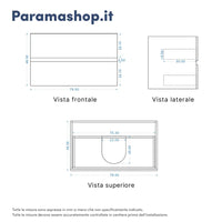 Mobile da bagno sospeso 80 cm rovere scuro con lavabo e specchio | Yili