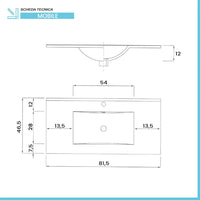 Mobile bagno sospeso 80 fango con lavabo in ceramica e specchio a filo LED  Victoria