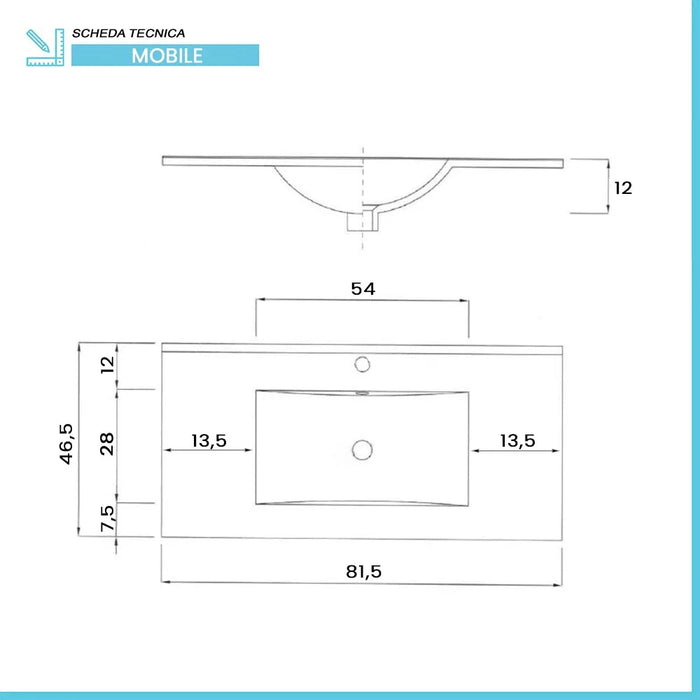 Mobile bagno sospeso 80 fango con lavabo in ceramica e specchio a filo LED  Victoria