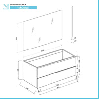 Mobile bagno sospeso 80 fango con lavabo in ceramica e specchio a filo LED  Victoria