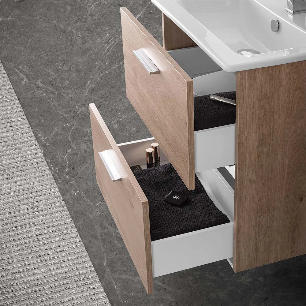 Mobile bagno sospeso 80 rovere africa con lavabo e specchio  Miami