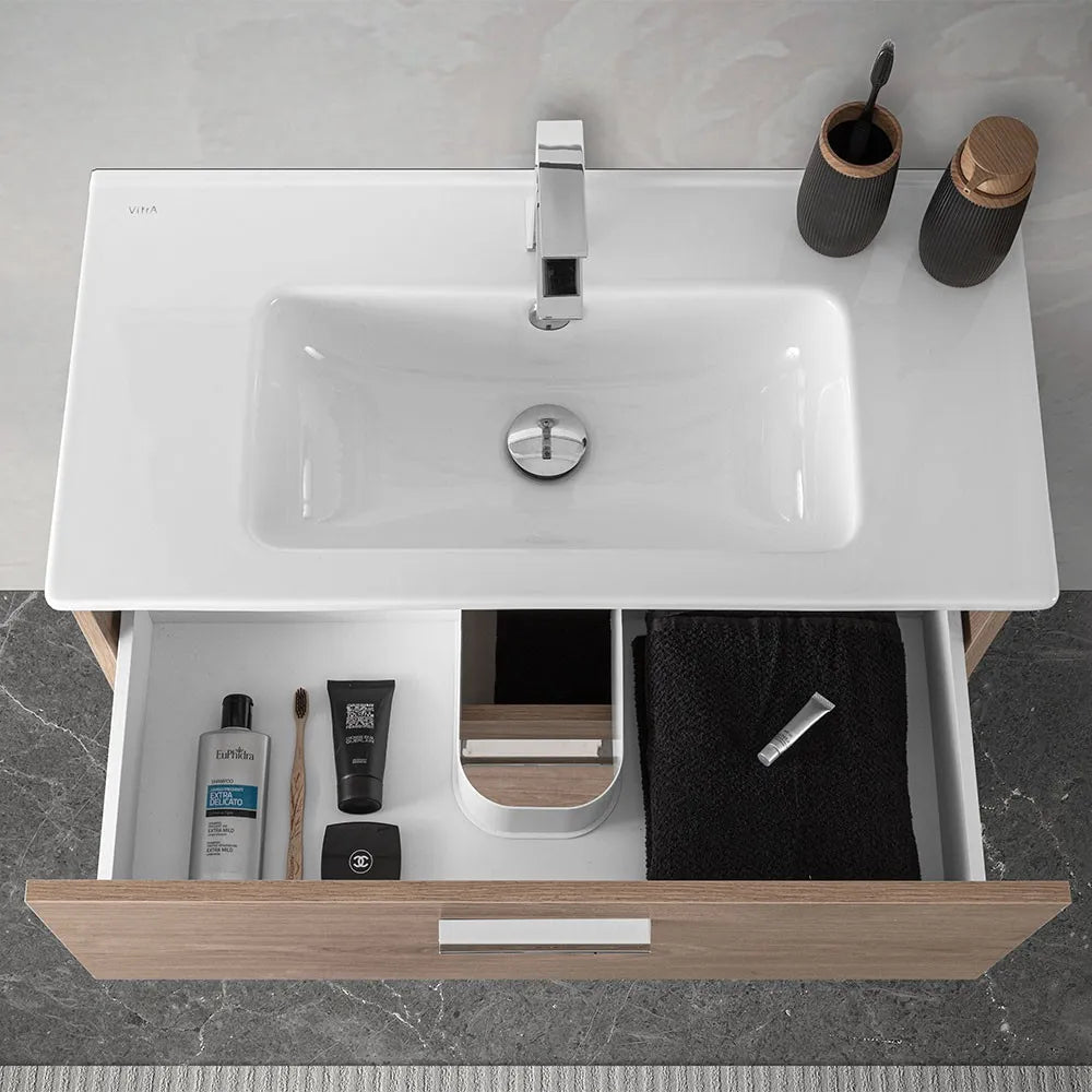 Mobile bagno sospeso 80 rovere africa con lavabo e specchio  Miami