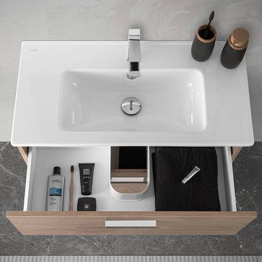 Mobile bagno sospeso 80 rovere africa con lavabo e specchio  Miami