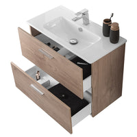 Mobile bagno sospeso 80 rovere africa con lavabo e specchio  Miami